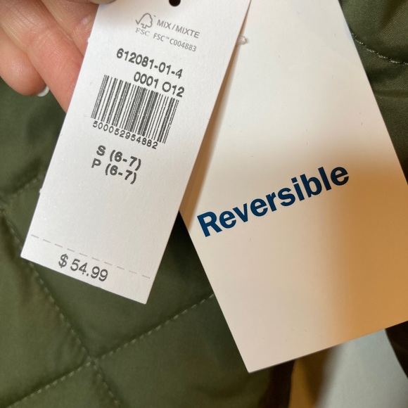 NWT - Old Navy girls reversible quilted/fleece jacket - SIZE 6/7 - Picture 5 of 7